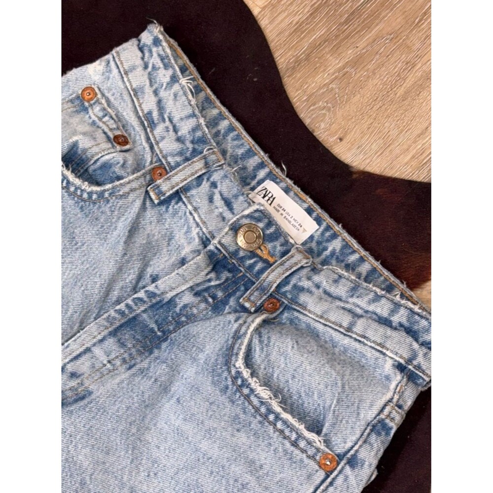 Zara Light Blue Super flattering rigid wide leg Jeans - Picture 3 of 5